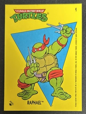 1989 Topps Teenage Mutant Ninja Turtles TMNT Sticker Card Raphael #1 VG/EX - Image 1 of 2