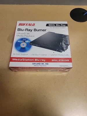 Queimador de Blu-Ray Buffalo UltraHD 4K e 3D reprodução de mídia - BRXL-PT6U2VB - Novo/selado - Imagem 1 de 4