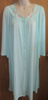 DE COLECCIÓN SHADOWLINE AQUA 3/4 Manga Nylon ABRIGO Largo Vals Plumero Bata Talla L Foto 1 de 4