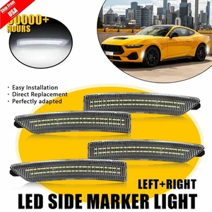 4PCS Clear White LED Side Marker Lights Compatible For Ford Mustang 2024-2025 - Picture 1 of 14