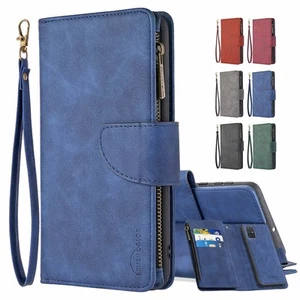 Pour Samsung Galaxy A71 A70 A50 PU Emplacement Carte Fermeture Éclair Portefeuille Support Téléphone - Photo 1 sur 31