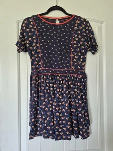 Mini Boden girls navy blue with floral pattern short sleeve dress Size 11-12y - Picture 1 of 9