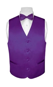 BOY'S Dress Vest & BOW TIE Solid PURPLE INDIGO Color BowTie Set for Suit or Tux - Picture 1 of 3