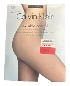 Calvin Klein Invisible Control Top Sheer Panty Hose SizeB Opaque Black 40 Denier - Picture 1 of 4