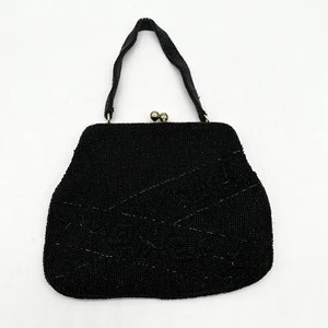 Vintage Bags by Josef Hand Beaded Clutch Hand Bag Black Japan - Picture 1 of 7