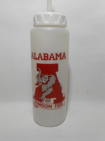 Vintage Alabama Crimson Tide Plastic Water Bottle Classic Elephant Block A Logo Cover