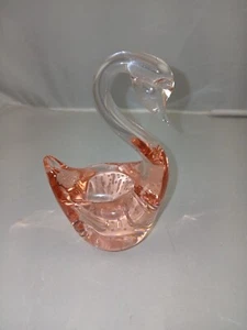 Hand Made Blown Glass Swan -- Pink With Controlled Bubbles (2026) - Picture 1 of 9