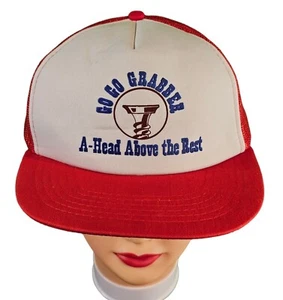 De colección Años 80 GO GO GRABBER A-Head Above the Rest Gorra de Camionero Snapback Gorra Roja - Imagen 1 de 6