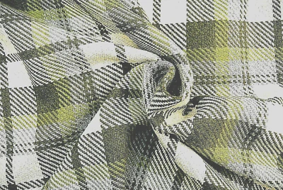 WOOL CASHMERE GREEN &IVORY BOLD CHECK LUXURY HEAVY TWILL WEAVE MADE IN ITALY A14 - Image 1 of 4