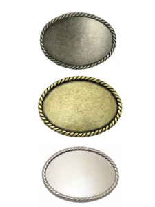 Western Oval Rope Edge Belt Buckle Plain Buckle fits 1-1/2" (38mm) Wide Strap - Picture 1 of 5