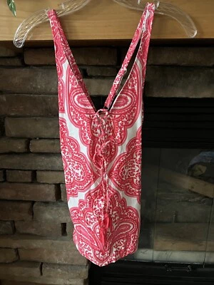 ¡Nuevo! Casa de Playa Coral Blanco Paisley Encaje Borla Tankini Playa Piscina Natación Talla 8 Foto 1 de 4