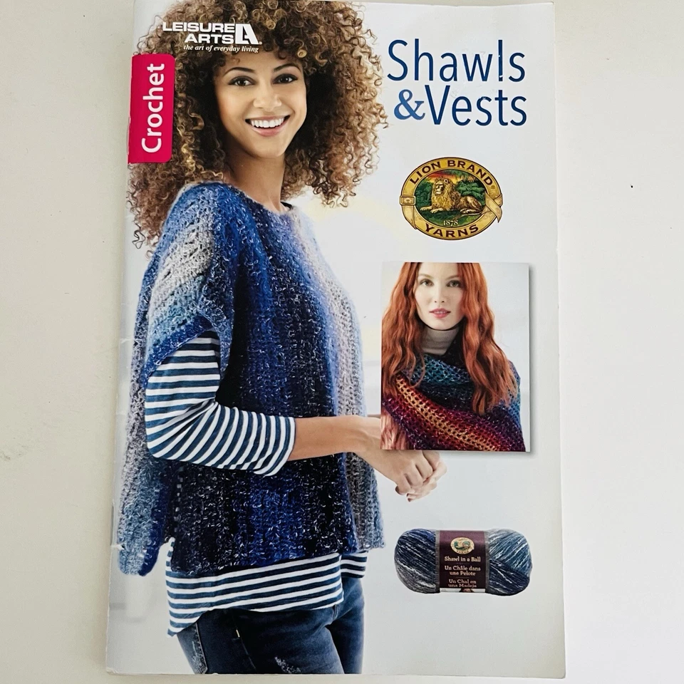Leisure Arts SHAWLS & VESTS Crochet Pattern Book (2017) Lion Brand Yarns - Image 1 of 4