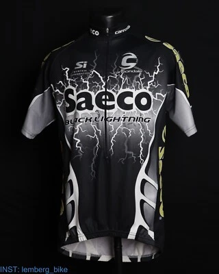 Camiseta de ciclismo Saeco Cannodale Black Lightning rara talla L Foto 1 de 4