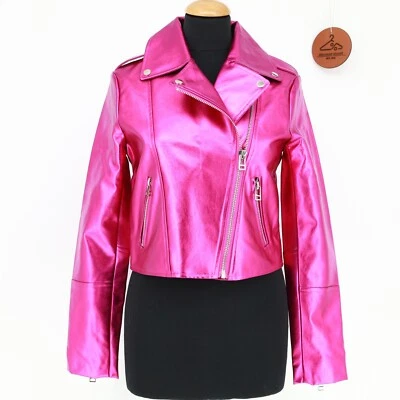 Jaqueta de Moto 7 PARA TODA A HUMANIDADE Couro Sintético Rosa Nova Com Etiqueta Tamanho XS - Imagem 1 de 4