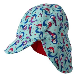 Kids Printed Summer Hat With Neck Flap (Mermaid, Youth Large 6-10Y, 100% - Picture 1 of 4