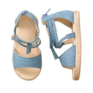 NWT GYMBOREE Chambray Espadrille Shoes Sandals Wedge Toddler Girls 5,6,7,8,9,10 - Picture 1 of 1