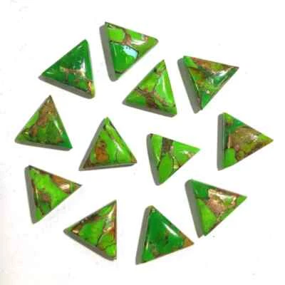 Wholesale Green Copper Turquoise Cabochon Triangle shape Loose Gemstone . - Image 1 of 4