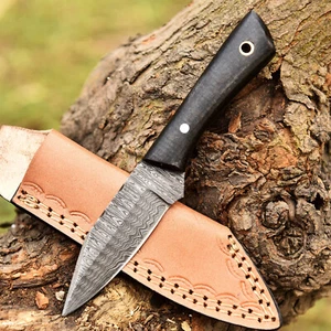 Hnadmade Skinning Hunting Knife Hand Forged Damascus Steel Blade W/ Sheath 2920 - Picture 1 of 4