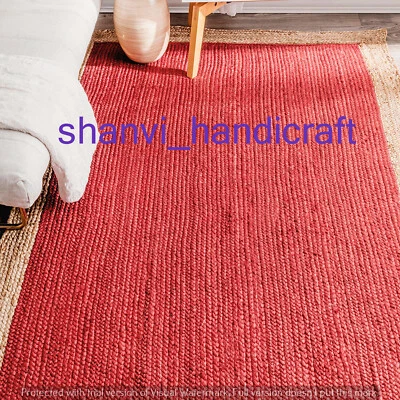 Natural Indian Braided Rectangle Area Rug Jute Yoga Mat Floor Rug Mat Carpet Art - Image 1 of 4