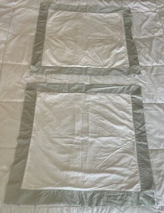Ralph Lauren Langdon Sateen Hemstitch Pair 2 Euro Shams Antique Jade Border EUC - Picture 1 of 7