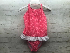 NEON TIDE Girls One Piece Swimming Suit Size 14 Pink White - Picture 1 of 7