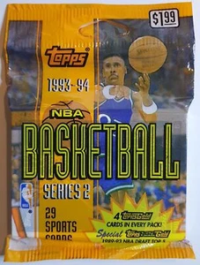1993-94 Topps NBA Basketball Series 2 Jumbo Pack - Factory Sealed Packs - Picture 1 of 2