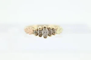 Black Hills Gold Ring. Marquise Diamond Anniversary Ring. 10k Multi-Tone Gold. - Picture 1 of 6