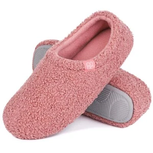 HomeTop Women’s Fuzzy Slippers  Memory Foam Polar Fleece Lining, Pink 9-10 House - Picture 1 of 7