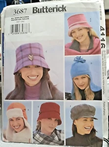 Butterick 3687 Misses Hats & Scarf 3 Sizes Sewing Pattern - Picture 1 of 2