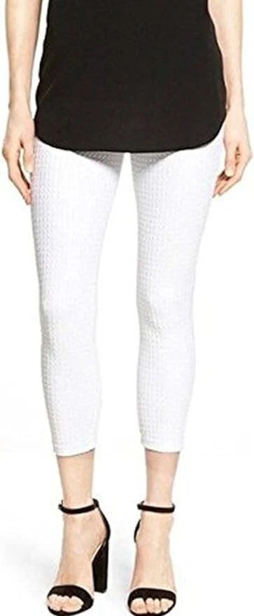 HUE Capri Leggings Sz XS Red Checkered Knit Capri Casual Legging