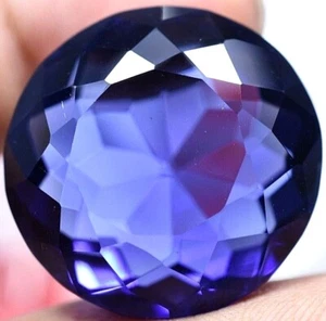 Lab Created 73.70 Ct Violet Blue Tanzanite GGL Certified Sparkling Round Cut Gem - Picture 1 of 6