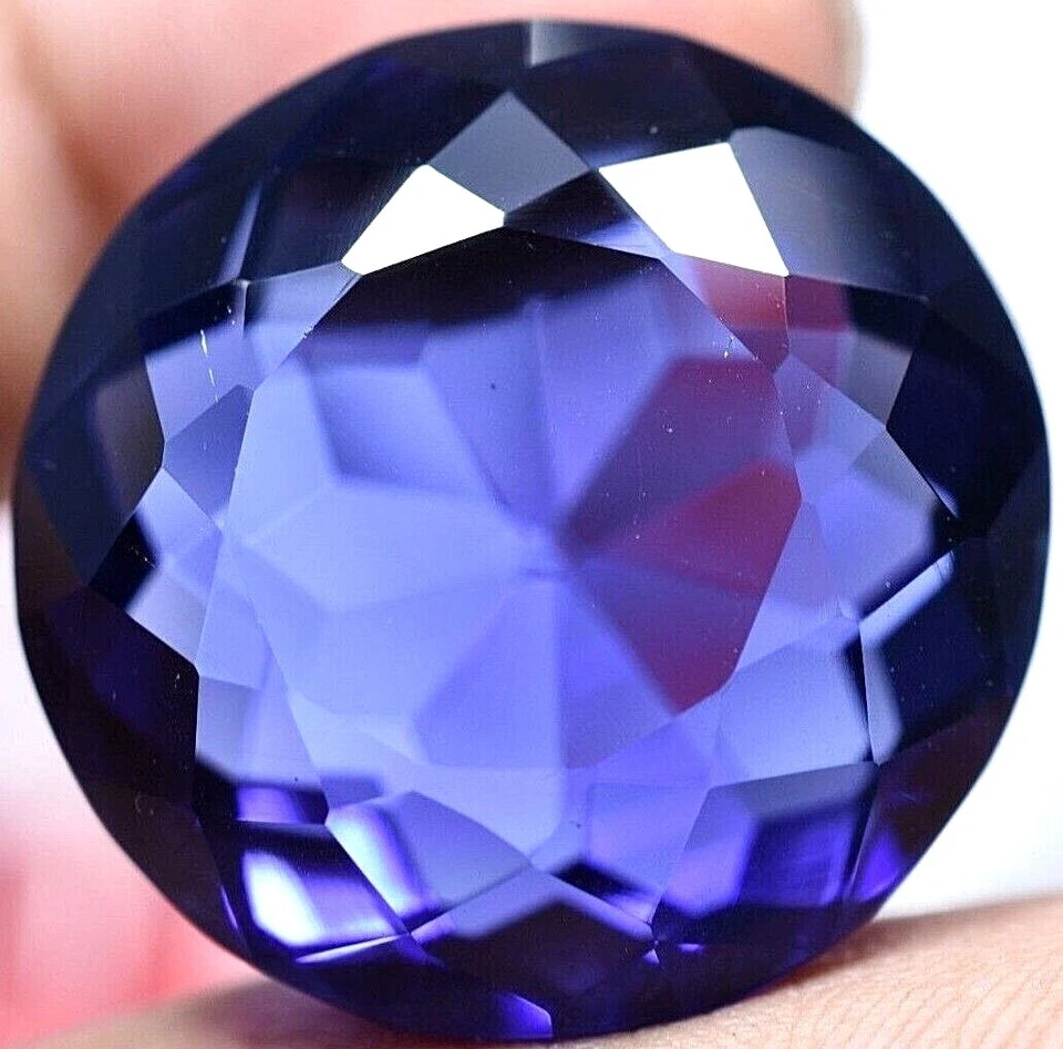 Lab Created 73.70 Ct Violet Blue Tanzanite GGL Certified Sparkling Round Cut Gem - Image 1 of 4