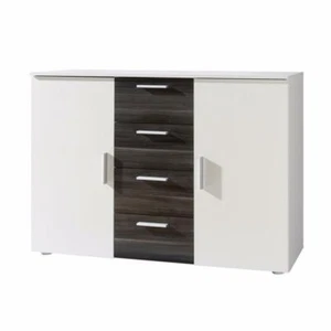 Brand New Modern Vera Sideboard Cabinet in White Matt and Black Walnut - Picture 1 of 1
