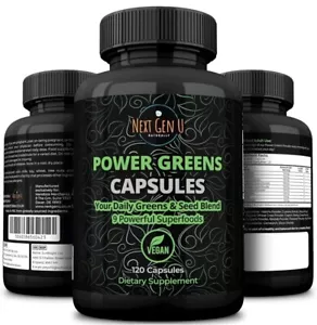 Super Greens & Seeds Blend of 9 Natural Superfoods x 120 Capsules VEGAN - Picture 1 of 9