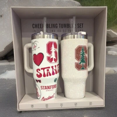 2 botellas de agua Stanford Cardinal tachonadas Bling 40 vasos destellos alegría/bling Foto 1 de 4