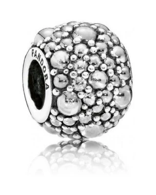 "PANDORA" CHARM perla di zirconia cubica trasparente argento nuovo f/ produzione - Immagine 1 di 3