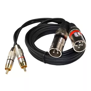 HQRP 2x XLR Male to 2x RCA Male Phono Plug Twin Lead / Audio Signal Patch Cable - Picture 1 of 9