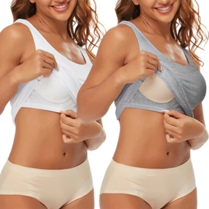 Women' Cotton Tank Tops with Bra Stretch Tank Top Adjustable Basic T-shirts Cami - Picture 1 of 38