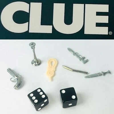Juego de mesa Clue 2002 piezas originales 6 armas miniatura y 2 dados Foto 1 de 4