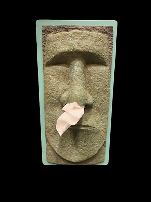 De colección Tiki Isla de Pascua Moai CUBIERTA DE CAJA DE PAÑUELOS Piedra Sintética Dispensador Kleenex Foto 1 de 4