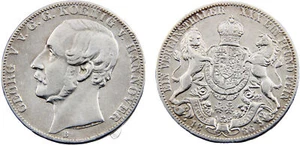 Germany 1866 B 1 Vereinsthaler Silver 90.0% VF - Picture 1 of 1