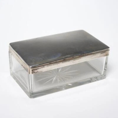 Caja de vidrio Gebruder Friedlaner antigua alemana Art Deco 800 corte plata FJL monogra Foto 1 de 4
