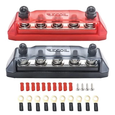 Recoil BB5P 5 x 3/8” , 5 x 5/16” Studs Black Power Distribution Block - Image 1 of 4