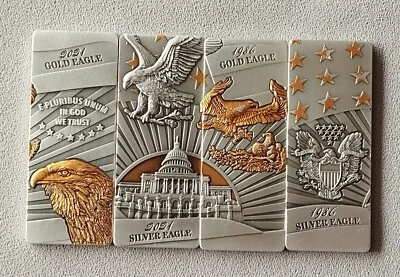 2023 BARBADOS AMERICAN EAGLE  BAR 4x1 oz Silver Coins 5$ Mintage 500 - Photo 1/4