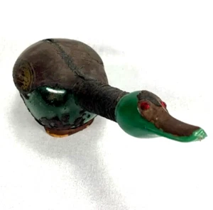 Vintage Italian Decanter Leather Wrapped Duck Glass Jeweled eye Empty HandTooled - Picture 1 of 12