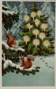 43842 vecchia cartolina auguri augurale buon natale albero - Foto 1 di 2