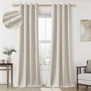 Grayish Brown Blackout Curtains 100 Length 2 Panels Set for Living Room Bedro... - Picture 1 of 9