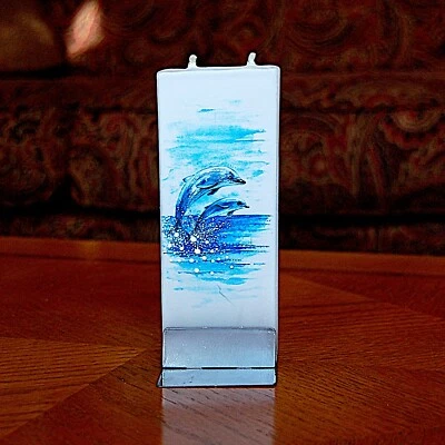 Two Dolphins Flatyz Handmade Twin Wick Unscented Thin Flat Candle Dripless - Image 1 of 4