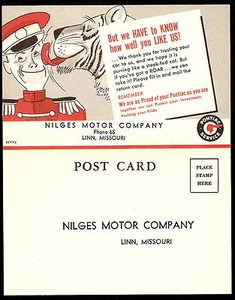 1952 PONTIAC SERVICE Lion TAMER Nilges Motor Linn MO Advertising Postcard FOLDER - Picture 1 of 2