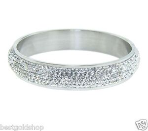 QVC Pave Crystal Round Band Style Bangle Bracelet Stainless Steel by Design 